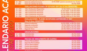 CALENDARIO ACADÉMICO SEMESTRE I-2020 UNIFRANZ COCHABAMBA