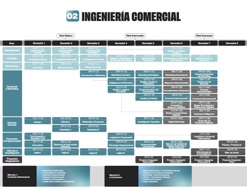 Malla Curricular de la carrera - 4 años